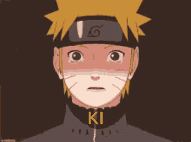 a close up of a cartoon character with the word ki on his face