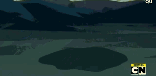 a cartoon character is flying through the air with a special cn logo on the bottom