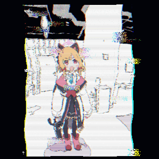 a drawing of a girl with a cat 's ears on her head