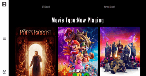 a screenshot of a movie type now playing site