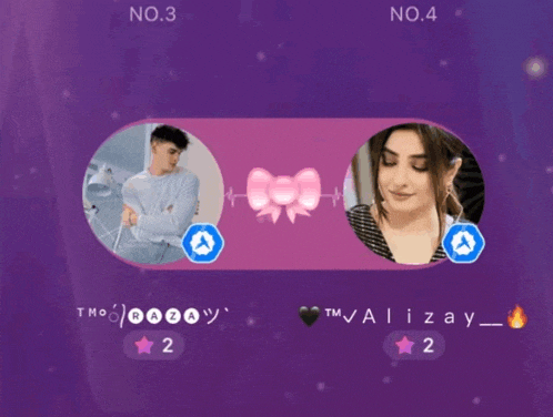 a picture of a man and a woman with the number 3 and 4 on the top