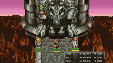 a screenshot of a video game with characters named crono and marie