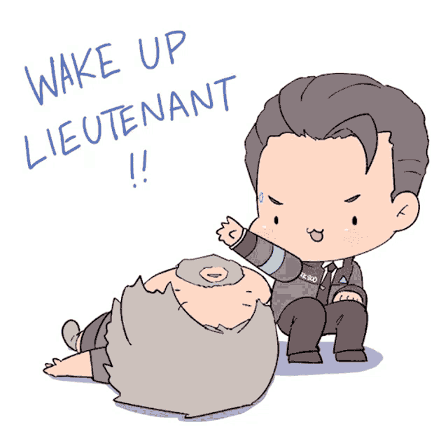 a cartoon of a man laying on the ground with the words wake up lieutenant written below him