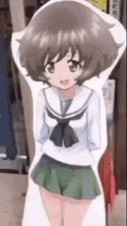 a cardboard cutout of a girl in a school uniform .