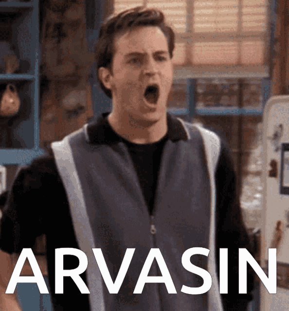 a man with his mouth open and the word arvasin on the bottom right