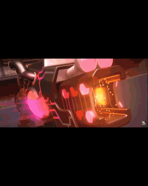 a cartoon of a person riding a motorcycle with a purple light coming out of the exhaust pipe