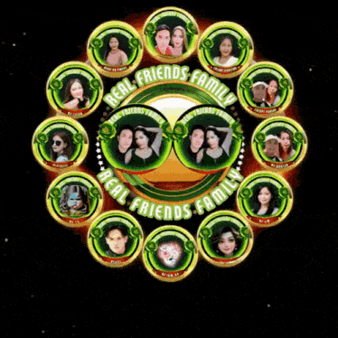 a circle of people with the words real friends family