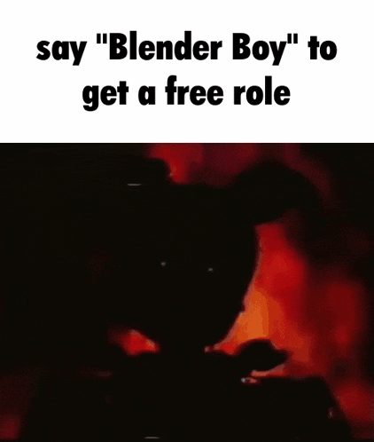 a picture of a blender boy standing in front of a fire .