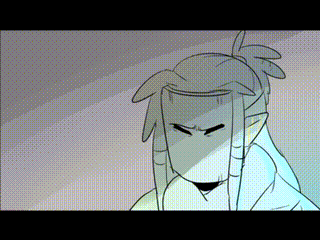 a cartoon of a person with long hair and a mask on their head .