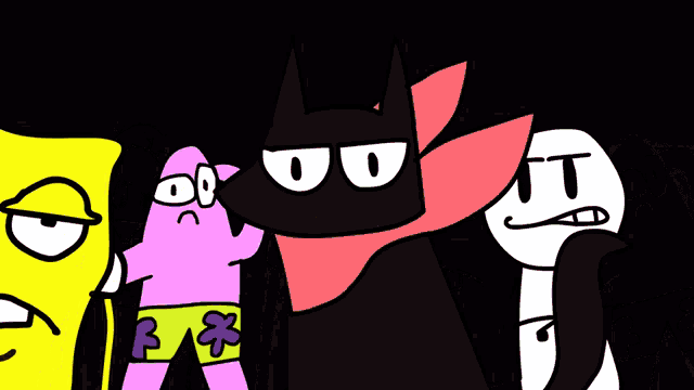 a group of cartoon characters including spongebob patrick and batman