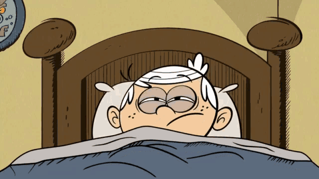 a cartoon of lincoln loud laying in bed