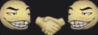 two smiley faces are shaking hands and one has the number 12 on it