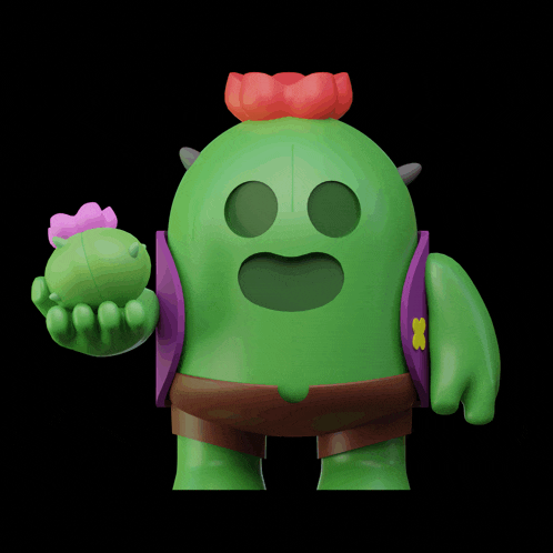 a cartoon character named spike is holding a cactus in his hand