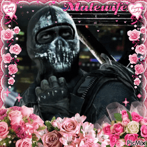 a picture of a man with a skull mask and the name malewife