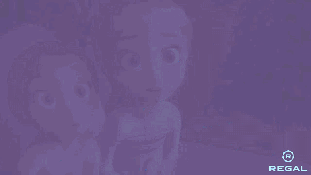 two cartoon girls are looking up at the word wow
