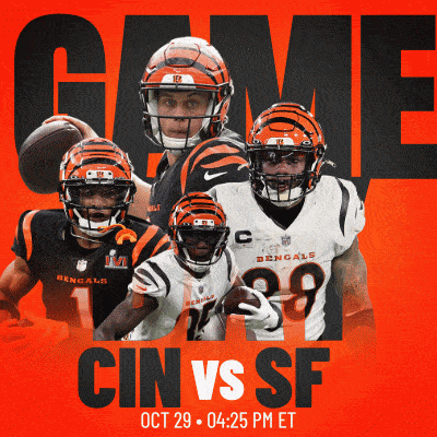a poster for a game between the cincinnati bengals and san francisco 49ers