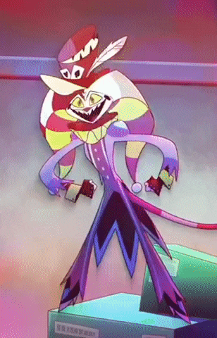 a cartoon character is wearing a cowboy hat and holding a feather while standing next to a box .