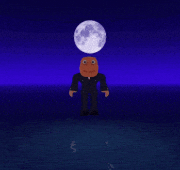 a cartoon character standing in front of a full moon in the ocean