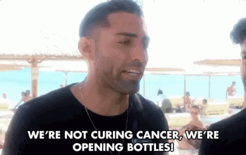 We Are Not Curing Cancer We Are Opening Bottles Beach GIF - We Are Not Curing Cancer We Are Opening Bottles Beach Serious GIFs
