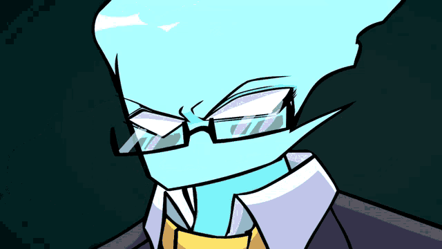 a cartoon character wearing glasses and a tie
