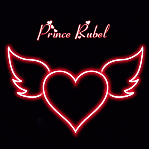 a neon sign with a heart and wings that says welcome