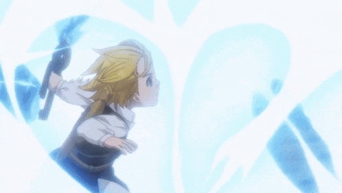 a cartoon character with a sword is being attacked by another cartoon character