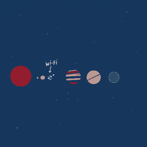 a drawing of the planets in the solar system with the words no wi-fi below them
