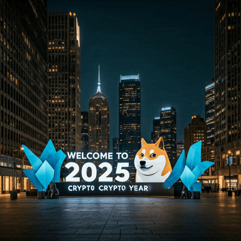 a sign says welcome to 2025 crypto crypto year