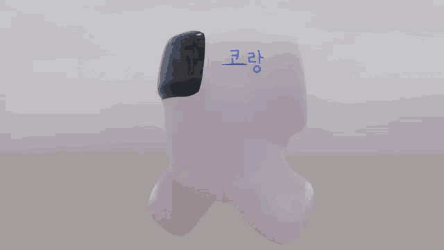 a drawing of a person with korean writing on their back