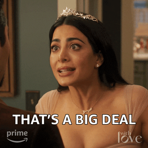 a woman wearing a tiara and necklace says that 's a big deal