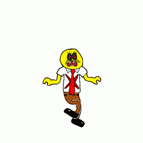 a cartoon drawing of spongebob squarepants wearing a red tie and white shirt .