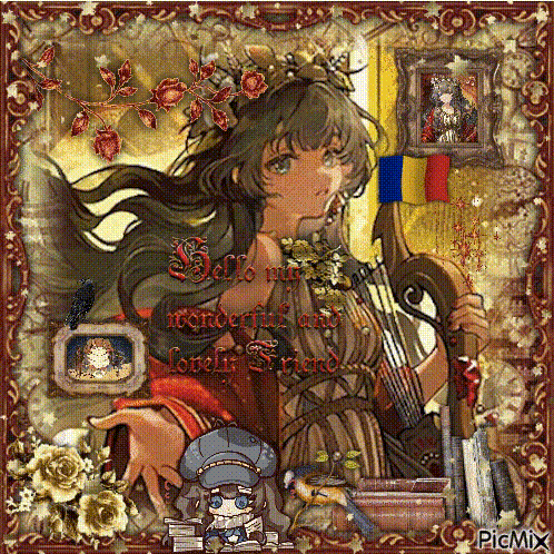 a picture of a girl with the words " hello my wonderful and lovely friend " on it