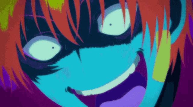 a close up of a person 's face with a colorful background .