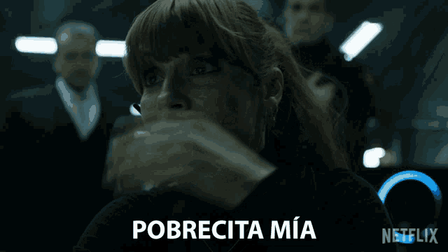 a netflix advertisement shows a woman covering her face